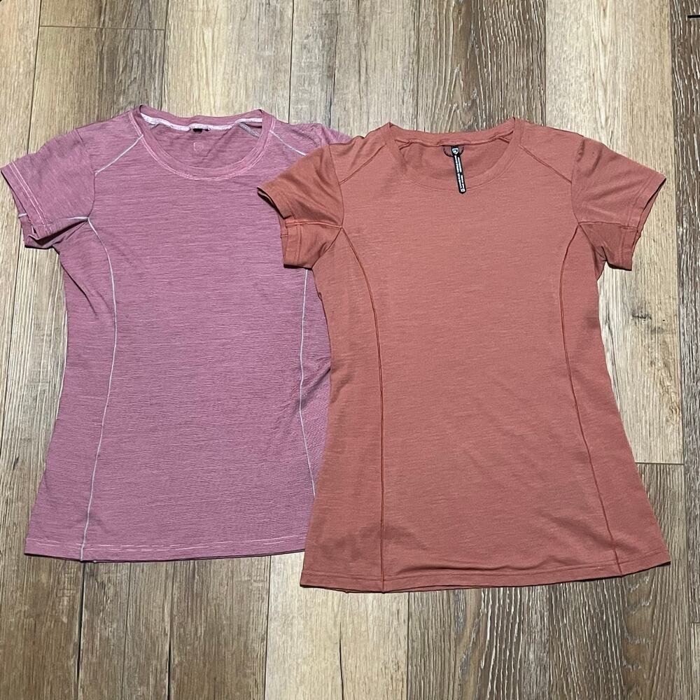 Set Of 2 KUHL Merino Wool Baselayer Short Sleeve Shirts Women XS Hiking Gorpcore